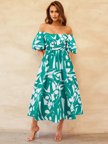 Call Me Maybe Off-Shoulder Balloon Sleeve Dress