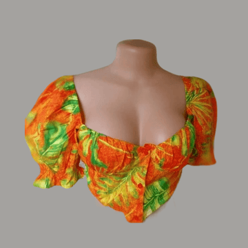 Puff- Sleeve Orange Floral Top